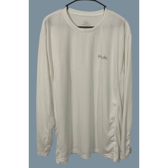Huk Mens White Long Sleeve Performance Fishing Shirt XXL Outdoor Sunblock - Picture 1 of 3